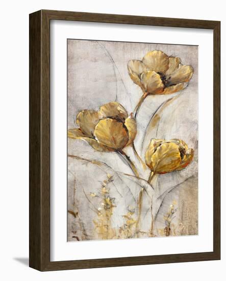 Golden Poppies on Taupe I-Tim O'toole-Framed Art Print