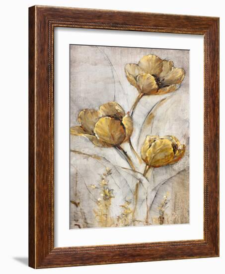 Golden Poppies on Taupe I-Tim O'toole-Framed Art Print