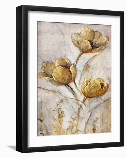 Golden Poppies on Taupe I-Tim O'toole-Framed Art Print