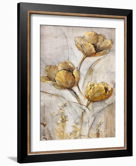 Golden Poppies on Taupe I-Tim O'toole-Framed Art Print