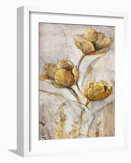 Golden Poppies on Taupe I-Tim O'toole-Framed Art Print