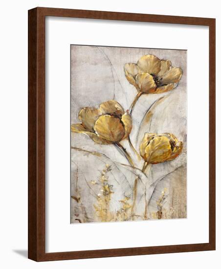 Golden Poppies on Taupe I-Tim O'toole-Framed Art Print