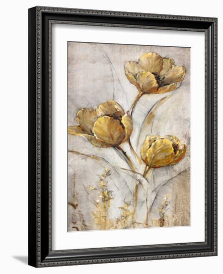 Golden Poppies on Taupe I-Tim O'toole-Framed Art Print