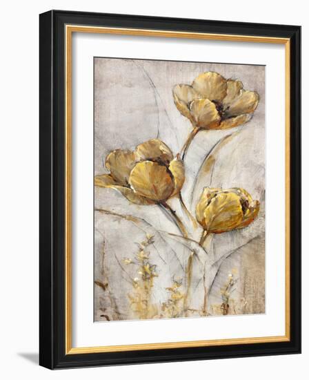 Golden Poppies on Taupe I-Tim O'toole-Framed Art Print