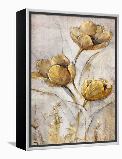 Golden Poppies on Taupe I-Tim O'toole-Framed Stretched Canvas