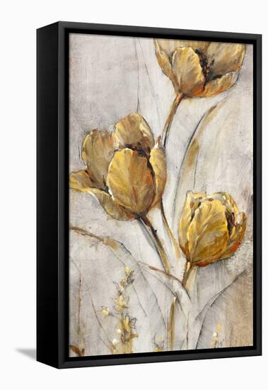 Golden Poppies on Taupe I-Tim OToole-Framed Stretched Canvas
