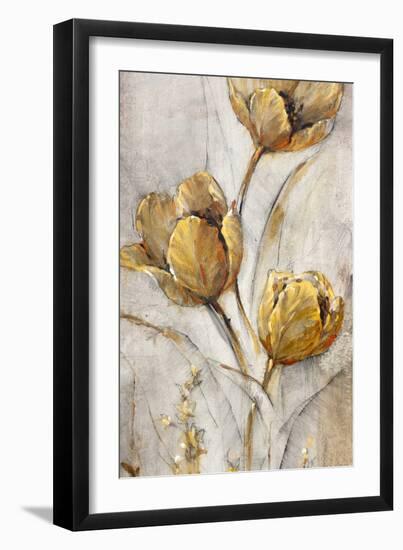 Golden Poppies on Taupe I-Tim OToole-Framed Art Print