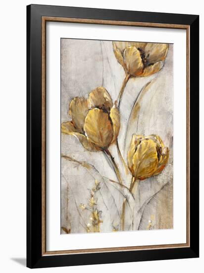 Golden Poppies on Taupe I-Tim OToole-Framed Art Print