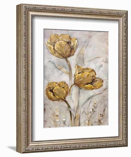 Golden Poppies on Taupe II-Tim O'toole-Framed Art Print