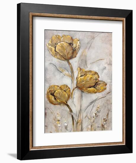 Golden Poppies on Taupe II-Tim O'toole-Framed Art Print