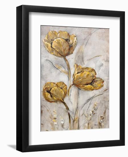 Golden Poppies on Taupe II-Tim O'toole-Framed Art Print