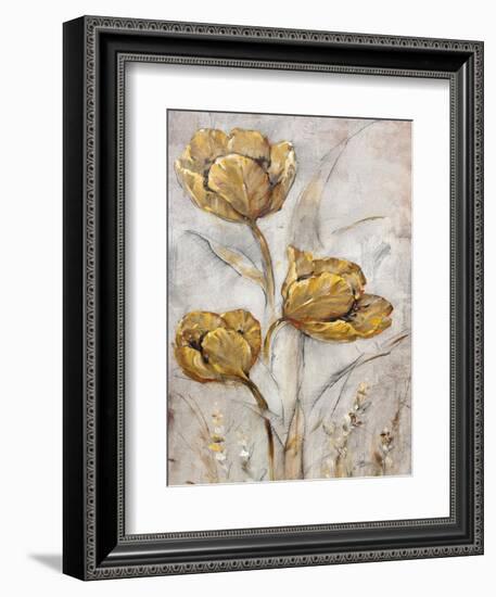 Golden Poppies on Taupe II-Tim O'toole-Framed Art Print