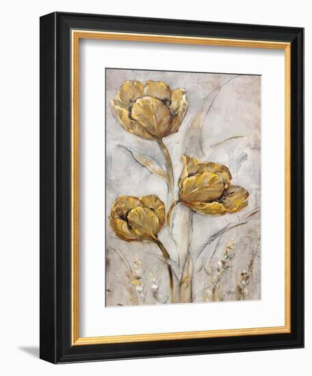 Golden Poppies on Taupe II-Tim O'toole-Framed Art Print