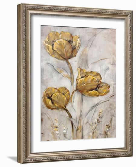 Golden Poppies on Taupe II-Tim O'toole-Framed Art Print