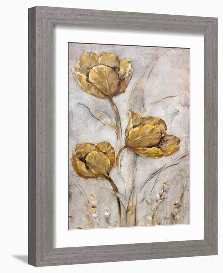 Golden Poppies on Taupe II-Tim O'toole-Framed Art Print