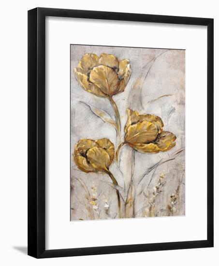 Golden Poppies on Taupe II-Tim O'toole-Framed Art Print