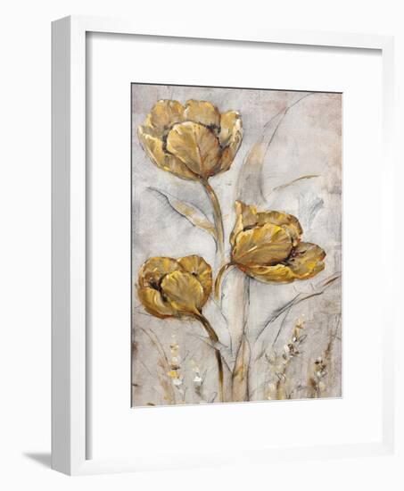 Golden Poppies on Taupe II-Tim O'toole-Framed Art Print