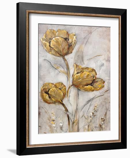 Golden Poppies on Taupe II-Tim O'toole-Framed Art Print