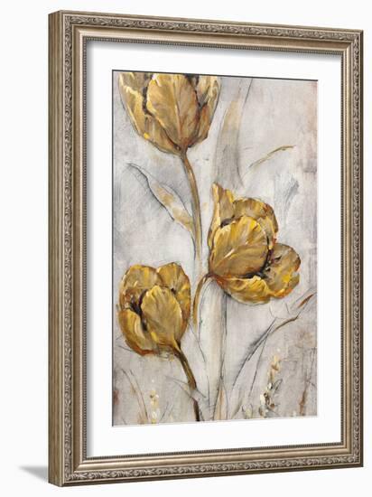 Golden Poppies on Taupe II-Tim OToole-Framed Art Print