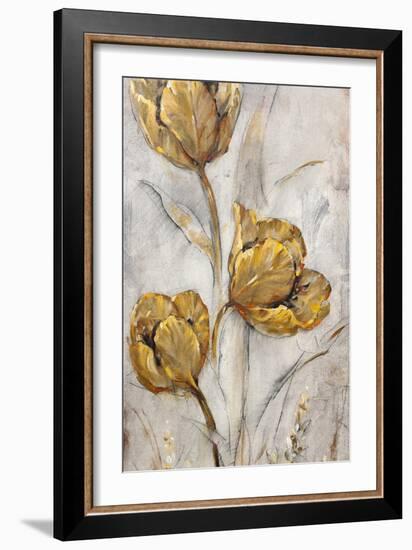 Golden Poppies on Taupe II-Tim OToole-Framed Art Print