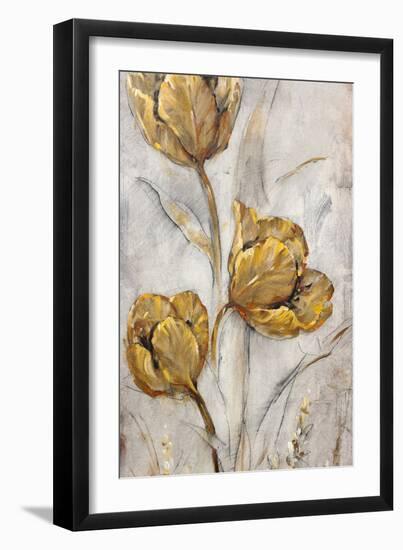 Golden Poppies on Taupe II-Tim OToole-Framed Art Print