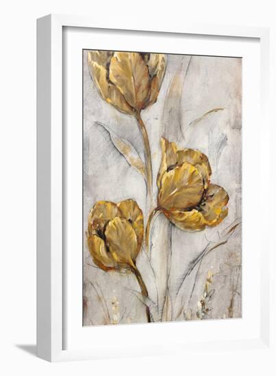 Golden Poppies on Taupe II-Tim OToole-Framed Art Print