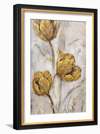 Golden Poppies on Taupe II-Tim OToole-Framed Art Print