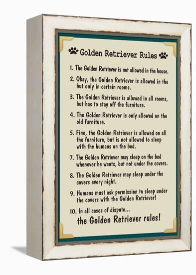 Golden Retreiver House Rules-null-Framed Stretched Canvas