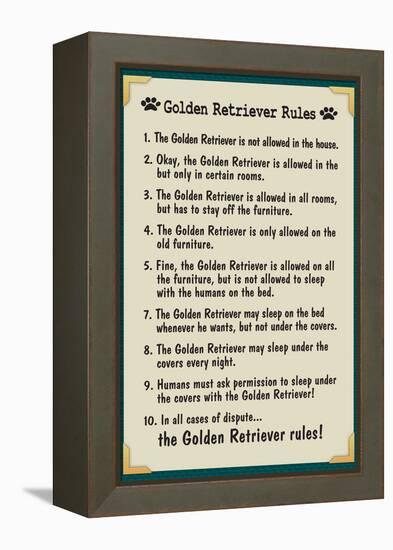 Golden Retreiver House Rules-null-Framed Stretched Canvas