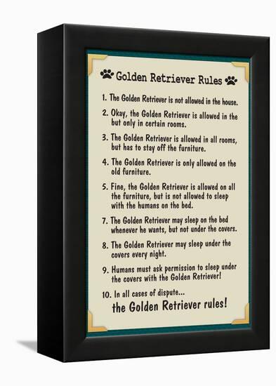 Golden Retreiver House Rules-null-Framed Stretched Canvas