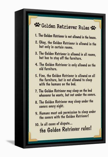 Golden Retreiver House Rules-null-Framed Stretched Canvas