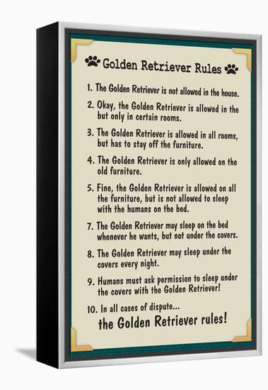 Golden Retreiver House Rules-null-Framed Stretched Canvas