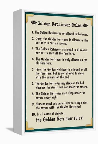 Golden Retreiver House Rules-null-Framed Stretched Canvas