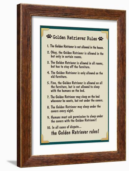 Golden Retreiver House Rules-null-Framed Art Print