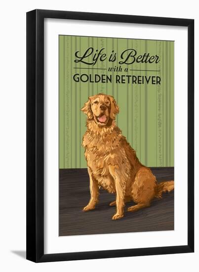 Golden Retreiver - Life is Better-Lantern Press-Framed Art Print