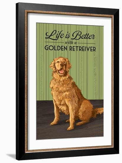 Golden Retreiver - Life is Better-Lantern Press-Framed Art Print