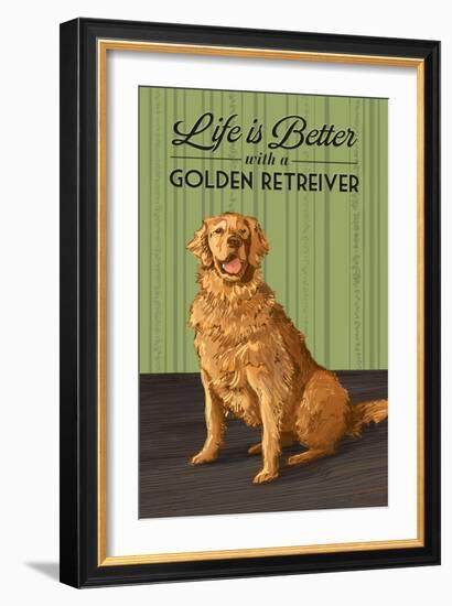 Golden Retreiver - Life is Better-Lantern Press-Framed Art Print