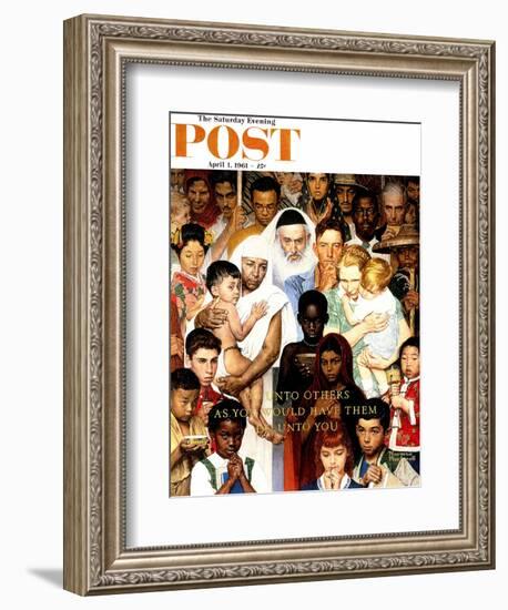 "Golden Rule" (Do unto others) Saturday Evening Post Cover, April 1,1961-Norman Rockwell-Framed Giclee Print