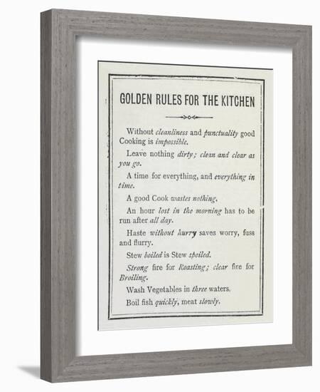 Golden Rules For the Kitchen-Isabella Beeton-Framed Giclee Print