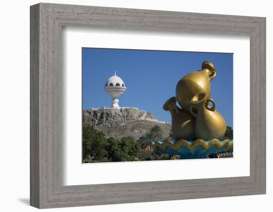 Golden Sculpture on Road Roundabout and Incense Burner (Riyam Monument), Muscat, Oman, Middle East-Rolf Richardson-Framed Photographic Print