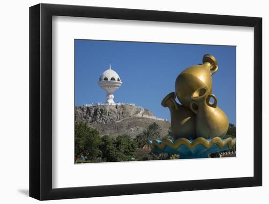 Golden Sculpture on Road Roundabout and Incense Burner (Riyam Monument), Muscat, Oman, Middle East-Rolf Richardson-Framed Photographic Print