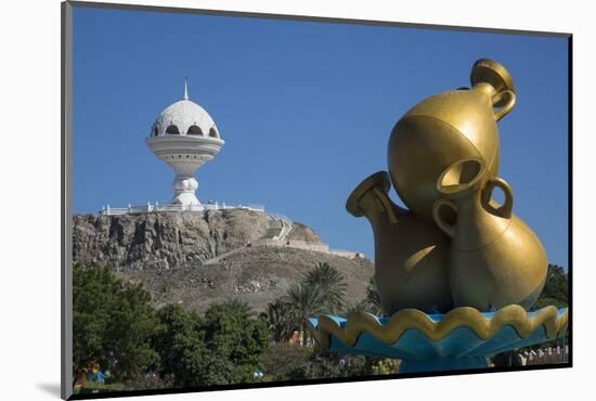 Golden Sculpture on Road Roundabout and Incense Burner (Riyam Monument), Muscat, Oman, Middle East-Rolf Richardson-Mounted Photographic Print