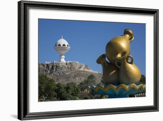 Golden Sculpture on Road Roundabout and Incense Burner (Riyam Monument), Muscat, Oman, Middle East-Rolf Richardson-Framed Photographic Print