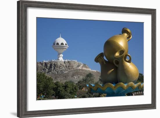 Golden Sculpture on Road Roundabout and Incense Burner (Riyam Monument), Muscat, Oman, Middle East-Rolf Richardson-Framed Photographic Print