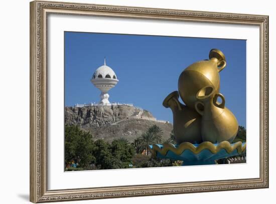 Golden Sculpture on Road Roundabout and Incense Burner (Riyam Monument), Muscat, Oman, Middle East-Rolf Richardson-Framed Photographic Print