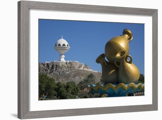 Golden Sculpture on Road Roundabout and Incense Burner (Riyam Monument), Muscat, Oman, Middle East-Rolf Richardson-Framed Photographic Print