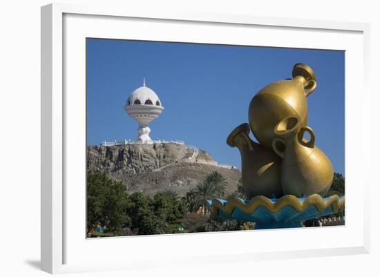 Golden Sculpture on Road Roundabout and Incense Burner (Riyam Monument), Muscat, Oman, Middle East-Rolf Richardson-Framed Photographic Print