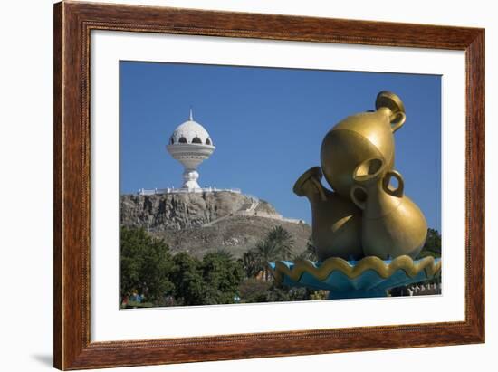 Golden Sculpture on Road Roundabout and Incense Burner (Riyam Monument), Muscat, Oman, Middle East-Rolf Richardson-Framed Photographic Print