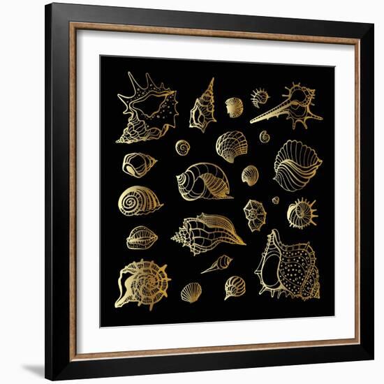 Golden Sea Shell. Collection of Seashells-Katya Ulitina-Framed Art Print