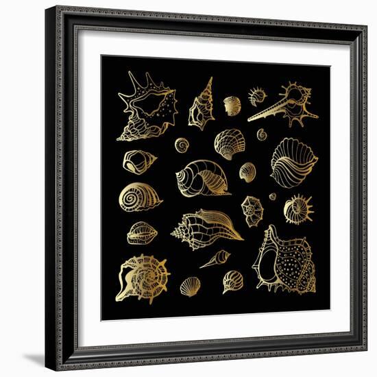 Golden Sea Shell. Collection of Seashells-Katya Ulitina-Framed Art Print